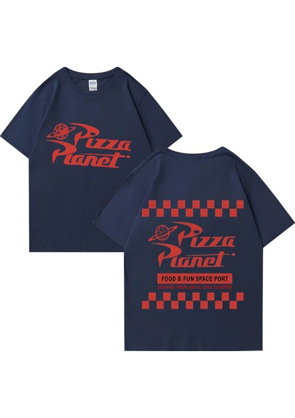 Sıcak Satış Pizza Gezegen Hip Hop Grafik T Shirt Erkek Kadın Harajuku Vintage Kısa Kollu Tişö