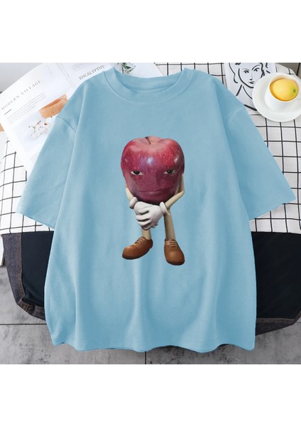 Vintage Apple Tasarım Grafik T Shirt Erkek Kadın Komik Y2K T-Shirt Hip Hop Streewear 100% Pam