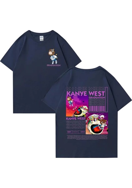 Kanye West Mezuniyet Ayı Grafik Baskı T Erkek Kadın Hip Hop Streetwear Vintage Üstleri