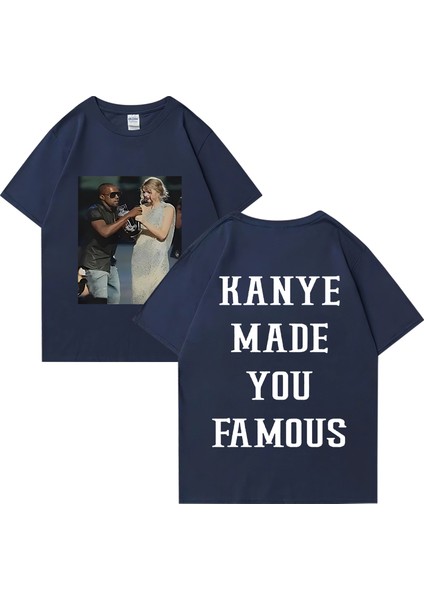 Kanye West Vintage T Shirt Made You Ünlü Adam Kadın's Gevşek Günlük Kıyafetler Hip Hop Street