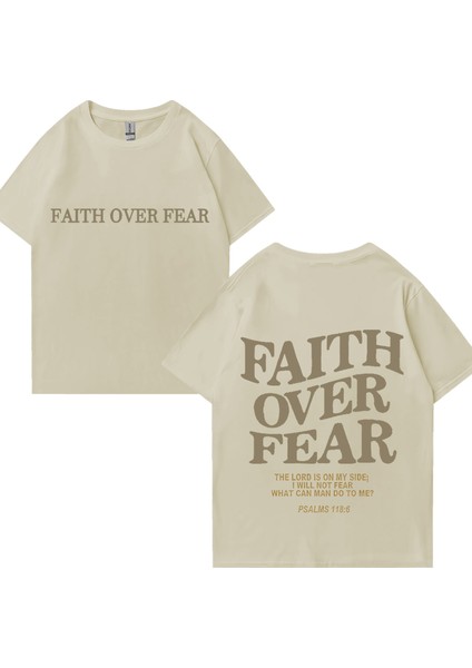 Hip Hop Faith Over Fear Print Cotton T Shirt Men Women Streetwear Harajuku Plus Size Tops Sum
