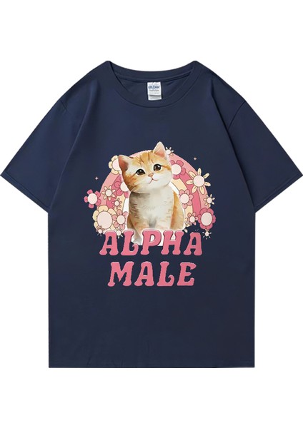 Alfa Erkek Sevimli Yavru Gökkuşağı Grafik T Shirt Erkek Kadın Komik Kedi Günlük Tişört Moda P