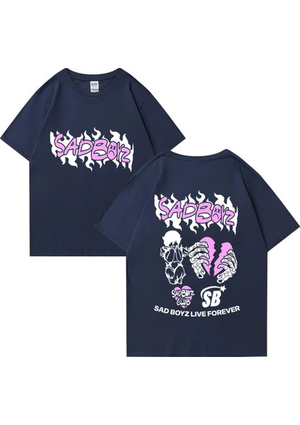 Junior H Sad Boyz Grafik T-Shirt Erkek Kadın Harajuku Yüksek Kalite Kısa Kollu Sokak H
