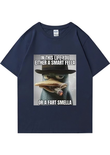 Perry Platypus Komik Grafik T-Shirt Erkek Kadın Moda Sokak Hip Hop Giysileri Büyük Boy %