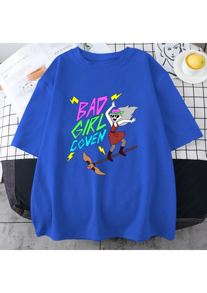 Kötü Kız Cadılar Bayramı Kadın Erkekler Harajuku Grafik T Shirt Yüksek Kalite Rahat Saf Pamuk