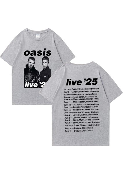 Oasis Canlı 25 Tur Grafik T-Shirt Adam Kadın Sıcak Satış 100% Pamuk Rahat O-Boyun Kısa Kollu