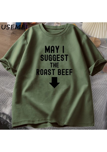 Kızartma Sığır Eti T Shirt Komik Yetişkin Baskılı T Shirt Erkekler Pamuk Kısa Kollu Erkek Tas