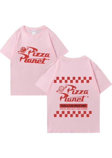 Sıcak Satış Pizza Gezegen Hip Hop Grafik T Shirt Erkek Kadın Harajuku Vintage Kısa Kollu Tişö