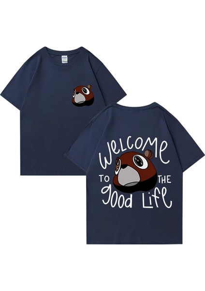 Rapçi Kanye West Mezuniyet Bea Iyi Hayat Baskı T Shirt Erkek Kadın Vintage Tee Hip Hop Street