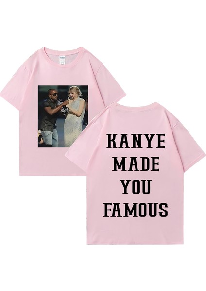 Kanye West Vintage T Shirt Made You Ünlü Adam Kadın's Gevşek Günlük Kıyafetler Hip Hop Street