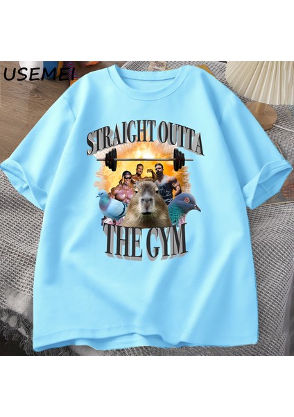 Erkekler Için Düz Spor T Shirt Dışında Capybara T Shirt Egzersiz Pamuk Kısa Kollu Tshirt Unis