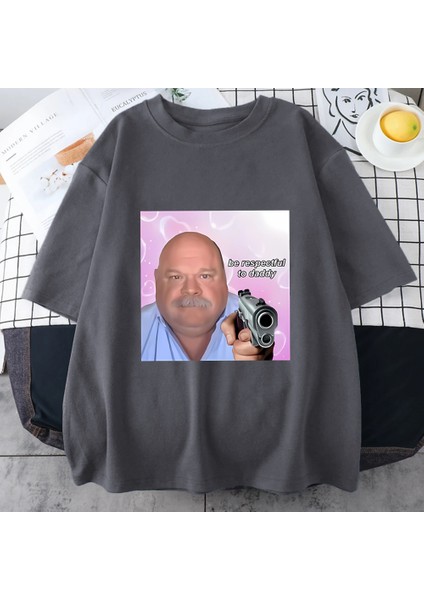 Bertram Saygılı Olmak Baba Tshirt Kadın Erkek Pamuk Sokak Hip Hop T-Shirt Artı Boyutu Üs