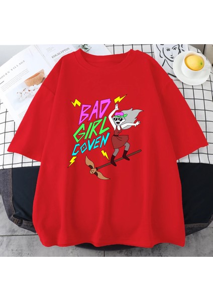 Kötü Kız Cadılar Bayramı Kadın Erkekler Harajuku Grafik T Shirt Yüksek Kalite Rahat Saf Pamuk