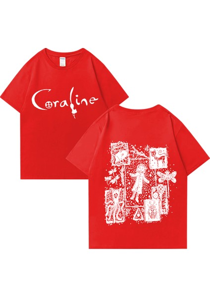 Coraline Film Grafik Vintage T Erkek Kadın Moda Vintage Streetwear Büyük Boy % 10