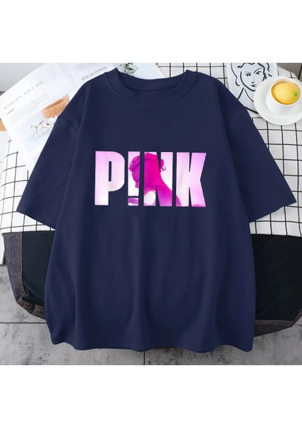 Şarkıcı P!nk Pembe Yaz Rahat T Shirt Saf Pamuk Kısa Kollu T-Shirt Erkekler Kadınlar Boy