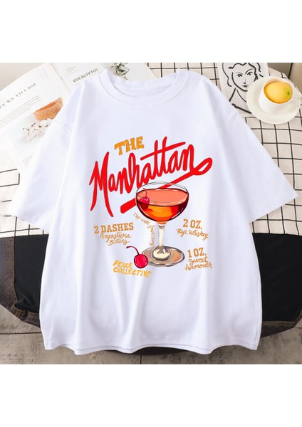 Manhattan Ağır Vintage T Erkek Kadın Moda Hip Hop Streetwear Gevşek Günlük Kıyafetler