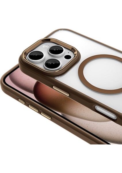 Apple iPhone 16 Pro Kılıf Wireless Şarj Özellikli Zore Krom Magsafe Silikon Kapak + Kamera Lens Koruyucu fiyatları