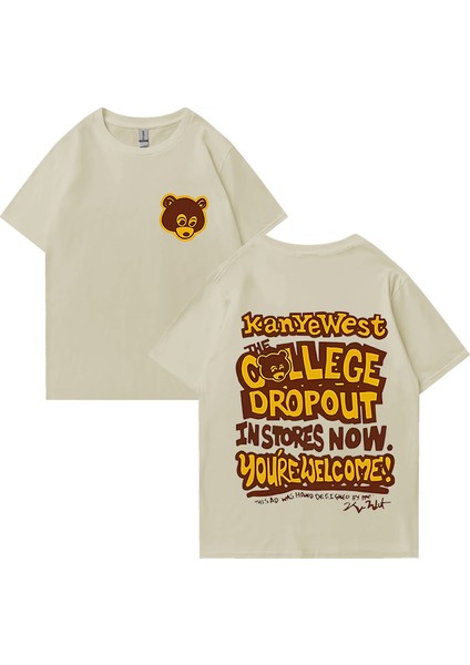 Rapçi Kanye West Moda Grafik Baskı T Shirt Erkek Kadın Vintage Tee Büyük Boy Kısa