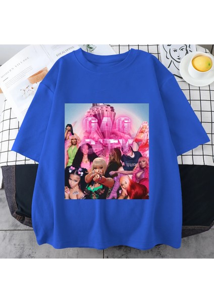 Sıcak Nicki Minaj Müzik Albümü T Shirt Kadın Erkek Rap Hip Hop Streetwear Gevşek Saf Pamuk Kı