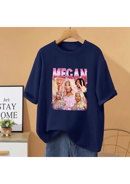 Rapçi Megan Thee Stallion Vintage Grafik T Hip Hop Streetwear Erkek Kadın Gevşek