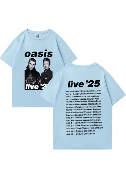 Oasis Canlı 25 Tur Grafik T-Shirt Adam Kadın Sıcak Satış 100% Pamuk Rahat O-Boyun Kısa Kollu