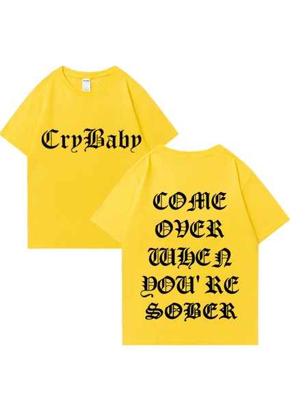Yaz Sıcak Satış Lil Peep Ayık Olduğunuzda Gel Tur Baskı T Shirt Erkek Kadın Büyük Boy Kısa Ko