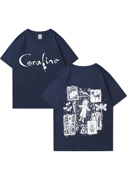 Coraline Film Grafik Vintage T Erkek Kadın Moda Vintage Streetwear Büyük Boy % 10