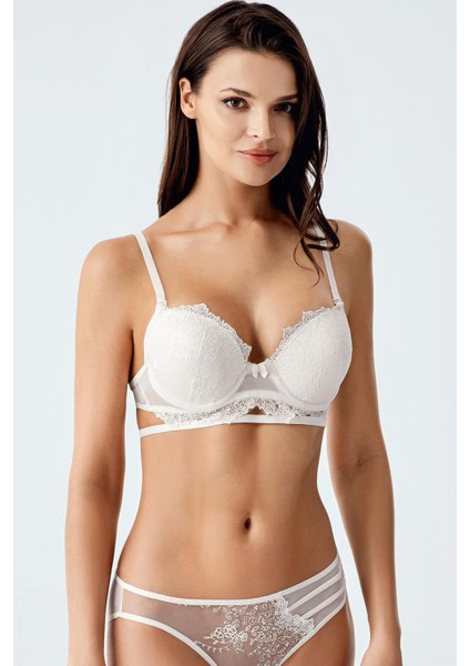 6114 Ekru Renk Dolgulu Sütyen Külot 2li Takım modelleri