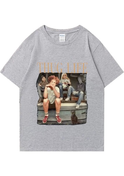 Altın Kızlar Thug Lifehaloween Grafik T Shirt Erkek Kadın Vintage Hip Hop Streetwear Büyük Bo