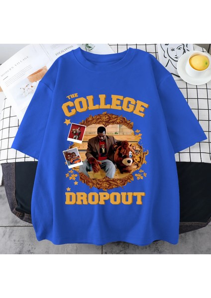 Vintage Stil Rap Kanye West Koleji Bırakma T Shirt Erkekler Kadınlar Sıcak Satış Streetwear G