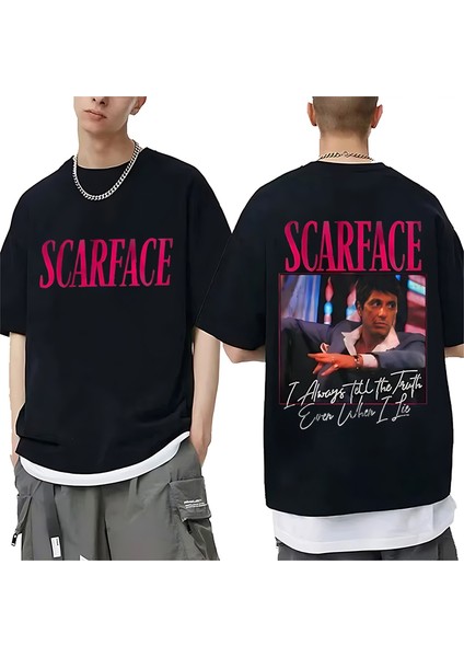 Yeni Film Scarface Tony Montana T-Shirt Kadın Erkek Erkek Sokak Hip Hop Moda Kaya Grafik T Sh