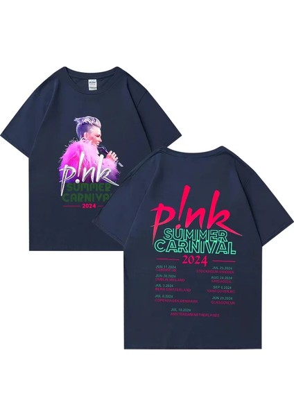 Pembe Şarkıcı Yaz Karnaval Tur Konser P!nk Grafik Kısa Kollu % Pamuk Tee Boy