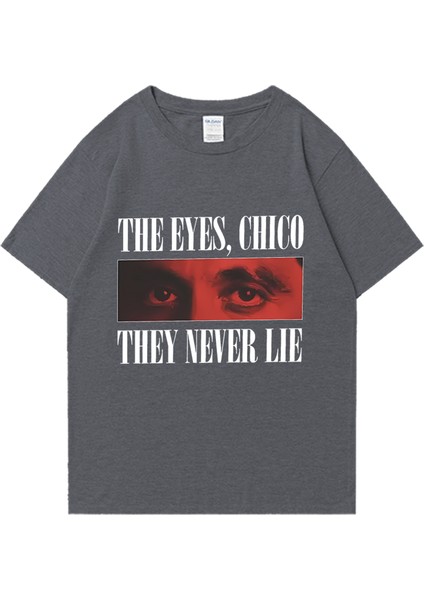 Tony Montana Scarface Komik Erkek T-Shirtü Kadın Yuvarlak Yaka Pamuk Baskı T Shirt Kısa Kollu