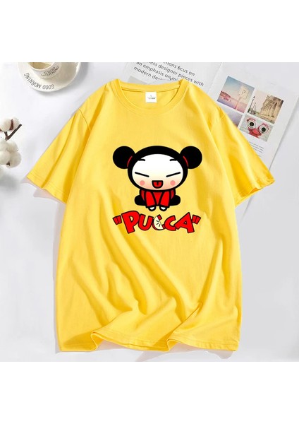 Komik Karikatür Pucca Çin Bebek T-Shirt Erkekler Kadınlar Sevimli Grafik T Shirt Pamuk Kısa K