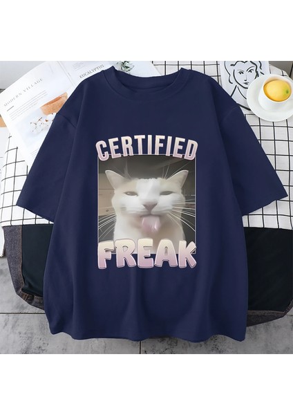 Sertifikalı Çılgın Komik Kedi Meme T Shirt Kadın Erkek Sıcak Satış Kalça Hopt-Shirt St