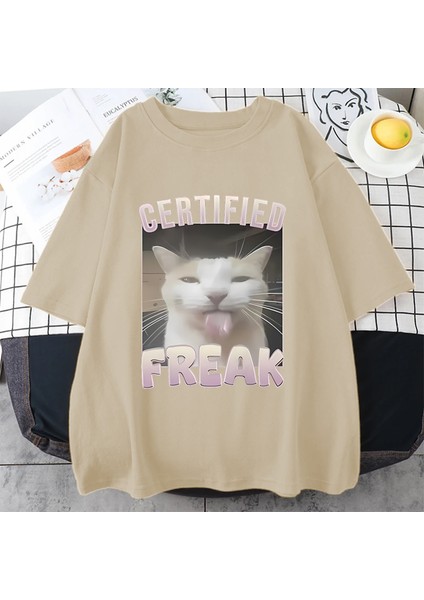 Sertifikalı Çılgın Komik Kedi Meme T Shirt Kadın Erkek Sıcak Satış Kalça Hopt-Shirt St