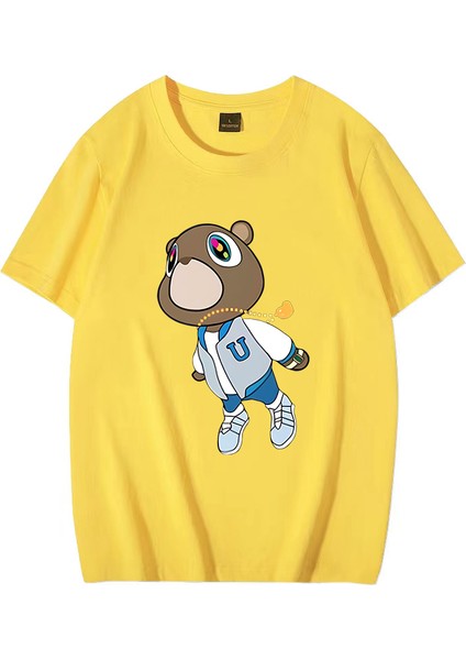 Rap Kanye West Mezuniyet Ayı Grafik T - Erkek Kadın Sıcak Satış Moda Kıyafetler Saf Pa