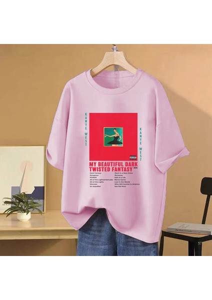 Yaz Rapçi Kanye West Grafik Baskı T-Shirt Erkek Kadın Vintage Artı Boyutu Üstleri