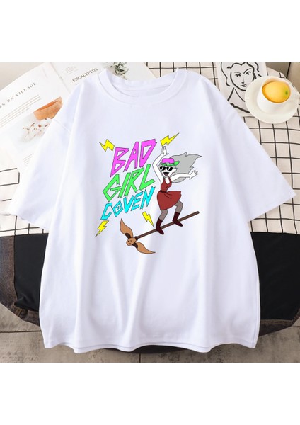 Kötü Kız Cadılar Bayramı Kadın Erkekler Harajuku Grafik T Shirt Yüksek Kalite Rahat Saf Pamuk