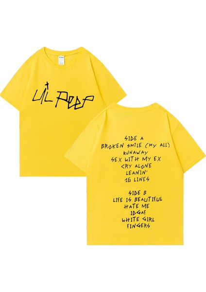 Vintage Rapçi Lil Peep Baskı T Shirt Yaz Klasik Erkek Kadın Hip Hop Streetwear Boy Kısa Kollu