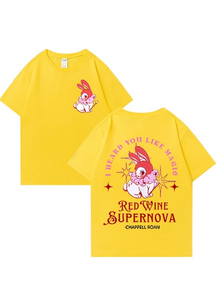 Kırmızı Şarap Süpernova T Shirt Chappell Roan Erkekler Kadınlar Harajuku Kısa Kollu Orta Batı
