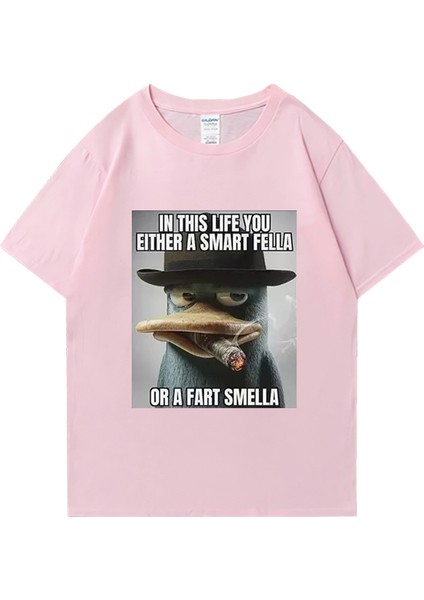 Perry Platypus Komik Grafik T-Shirt Erkek Kadın Moda Sokak Hip Hop Giysileri Büyük Boy %