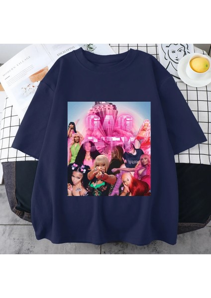 Sıcak Nicki Minaj Müzik Albümü T Shirt Kadın Erkek Rap Hip Hop Streetwear Gevşek Saf Pamuk Kı
