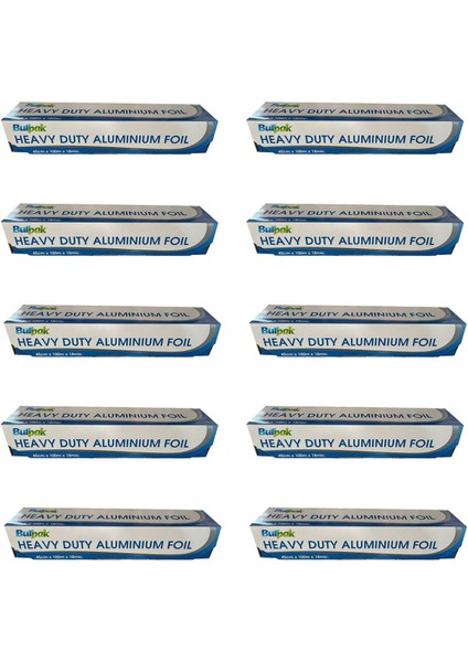Heavy Duty Ağır Hizmet Tipi Alüminyum Folyo - 45 cm. x 100 Metre - 18 Mikron - 10 Paket