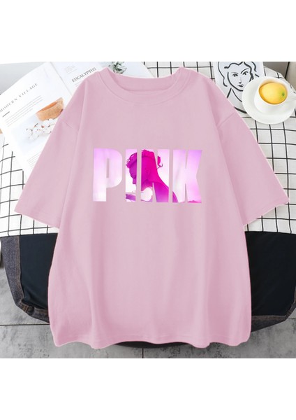 Şarkıcı P!nk Pembe Yaz Rahat T Shirt Saf Pamuk Kısa Kollu T-Shirt Erkekler Kadınlar Boy