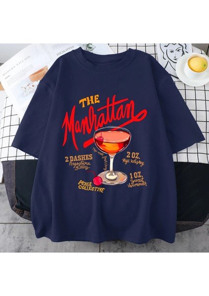 Manhattan Ağır Vintage T Erkek Kadın Moda Hip Hop Streetwear Gevşek Günlük Kıyafetler