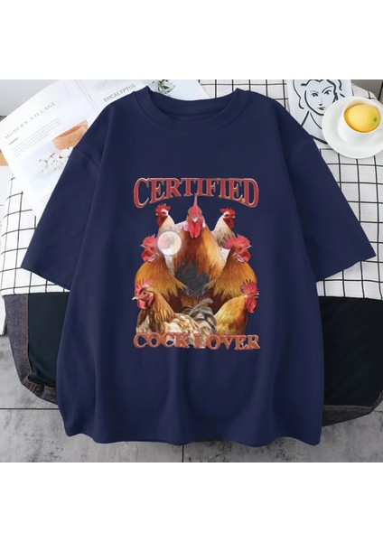 Komik Tavuk Meme Grafik T-Shirt Erkek Kadın Klasik Yüksek Kaliteli Giyim % Pamuk Te