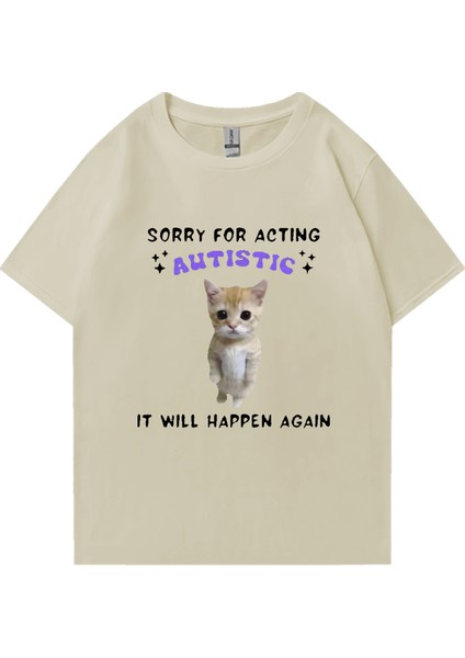 Sıcak Satış Otizm Kedi Komik Grafik Baskı T-Shirt Erkek Kadın Casual Tops Kısa Kollu Giysiler
