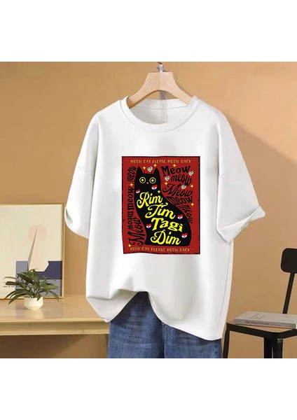 Bebek Lazanya Harajuku Kedi Grafik T-Shirt Erkek Kadın Rahat Hip Hop Streetwear Büyük Boy Kıs