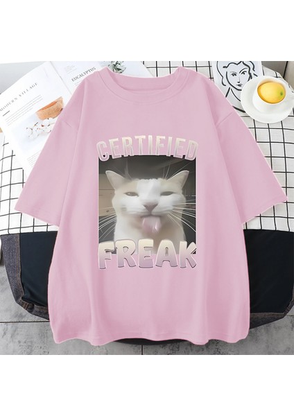 Sertifikalı Çılgın Komik Kedi Meme T Shirt Kadın Erkek Sıcak Satış Kalça Hopt-Shirt St